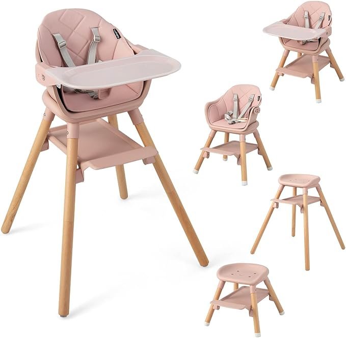 Convertible Baby High Chair Dishwasher Safe with 5-Point Harness