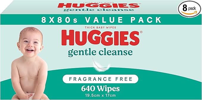 Huggies Thick Baby Wipes Fragrance Free 8 Pack