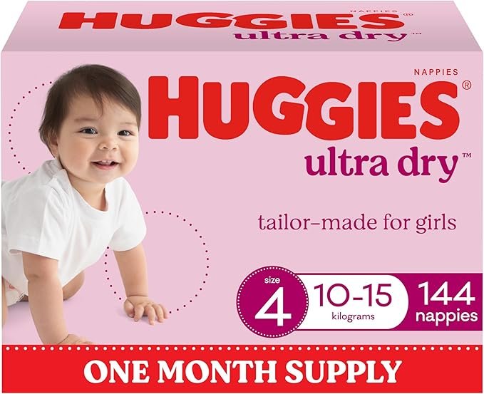 Huggies Ultra Dry Nappies Size 4 Girls (10-15kg) Bulk Supply